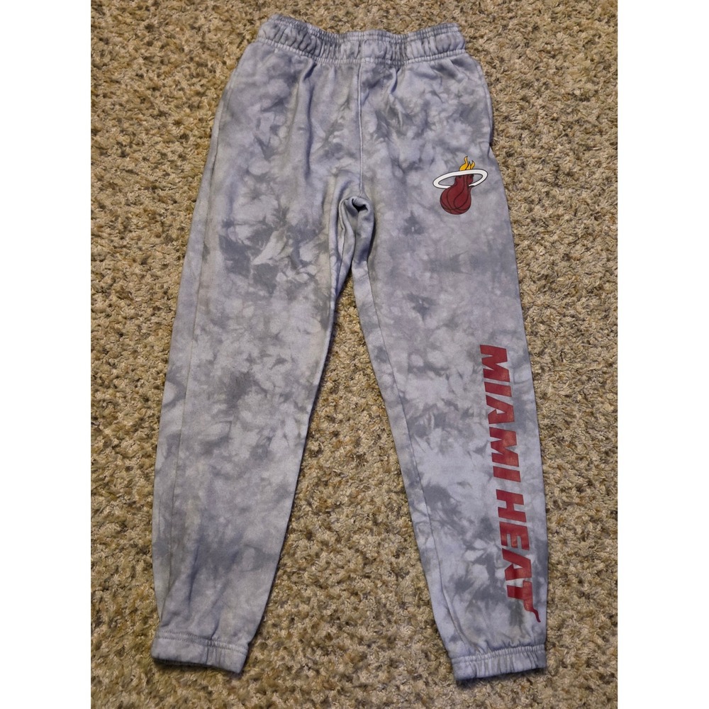 NBA Miami Heat Tie‎ Dye Sweatpants Youth Size Medium (10-12) Gray No Drawstring